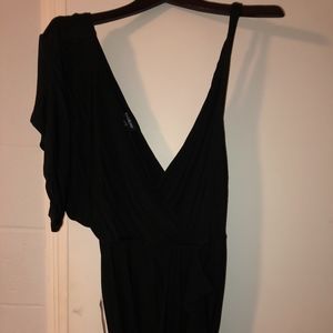Bebe Asymmetric Sleeve Sexy Black Mini Dress S